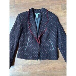 Alberto Makali Womens MED Black & Red Polka Dot Jacket Blazer